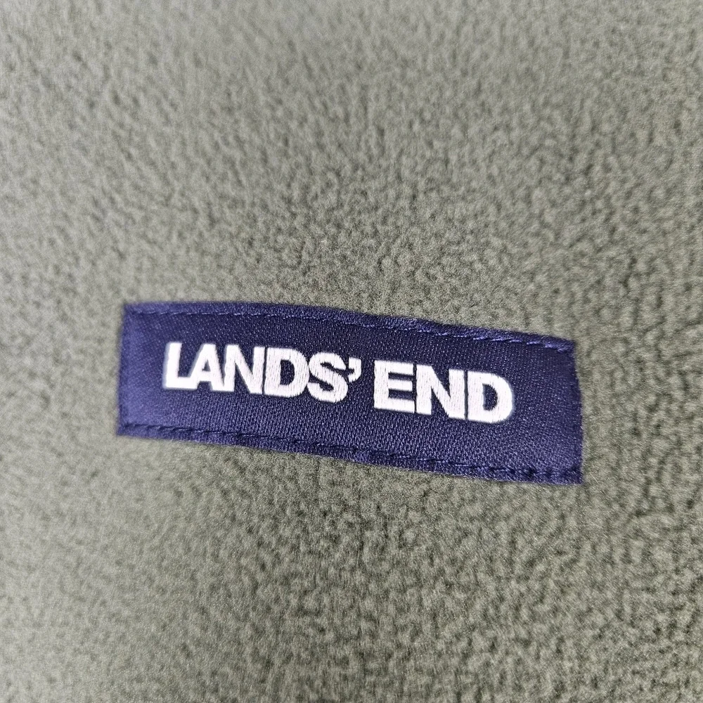 Land's End Men Long SleeveFullZip Grid Fleece Jacket (Navy/neon Green) Size‎ L